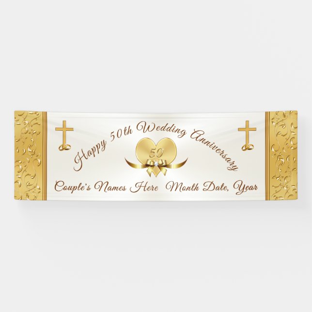 50th Wedding Anniversary Personalised Banner (Horizontal)