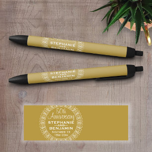 50th Wedding Anniversary Personalised Black Ink Pen
