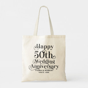 50th Wedding Anniversary Personalised Black Text Tote Bag