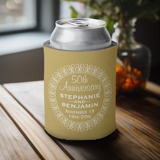 50th Wedding Anniversary Personalised Can Cooler (Personalized Can Cooler - Add Your name for a great wedding anniversary party favor)