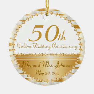 50th Wedding Anniversary Personalised Ceramic Tree Decoration
