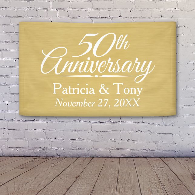 50th Wedding Anniversary Personalised - gold Banner