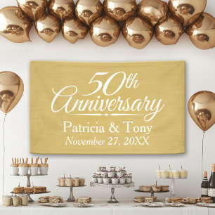 50th Wedding Anniversary Personalised - gold Banner
