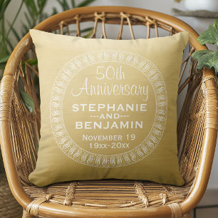50th Wedding Anniversary Personalised gold Cushion