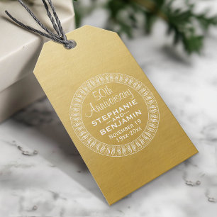 50th Wedding Anniversary Personalised gold Gift Tags