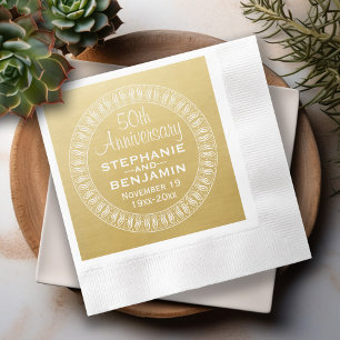 50th Wedding Anniversary Personalised gold Napkin