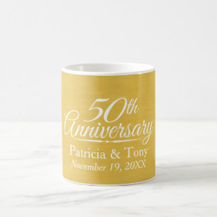 50th Wedding Anniversary Personalised Golden Coffee Mug