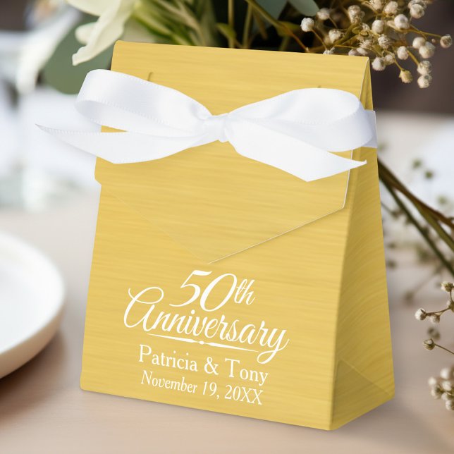 50th Wedding Anniversary Personalised Golden Favour Box (Personalized Gift Favor Box - Wedding Anniversary)