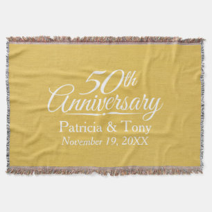 50th Wedding Anniversary Personalised Golden Throw Blanket