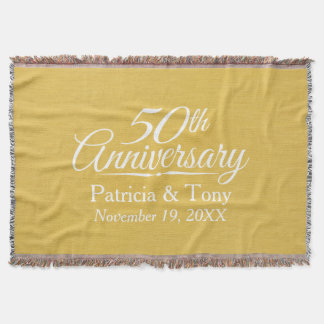 50th Wedding Anniversary Personalised Golden Throw Blanket