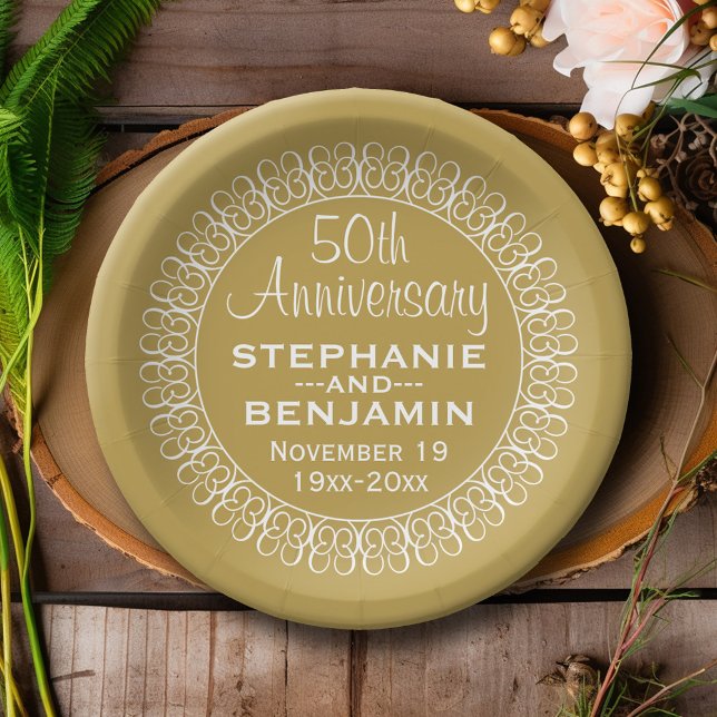 50th Wedding Anniversary Personalised Paper Plate (Personalized Wedding and Anniversary Party Plates)