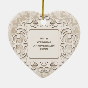 50th Wedding Anniversary Personalised Photo Ceramic Tree Decoration