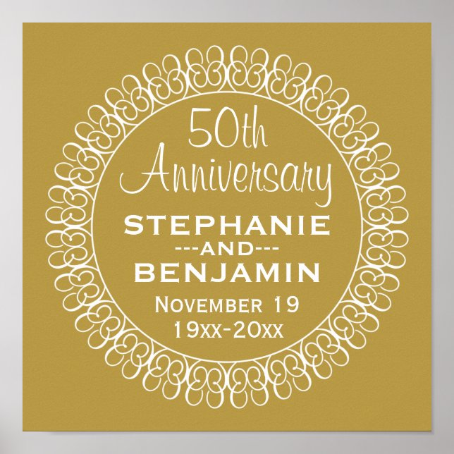 50th Wedding Anniversary Personalised Poster (Front)