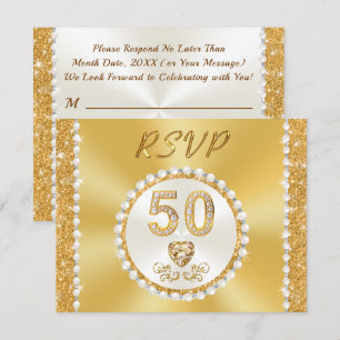 50th Wedding Anniversary, Personalised RSVP Cards