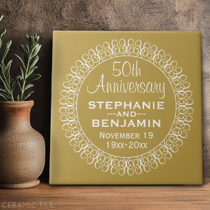 50th Wedding Anniversary Personalised Tile