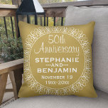 50th Wedding Anniversary Personalized Cushion<br><div class="desc">Traditional Gold and White Border - Perfect gift for parents or grandparents. A keepsake that you can customize.</div>