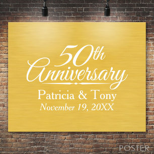 50th Wedding Anniversary Personalized Golden Poster