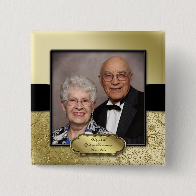 50th Wedding Anniversary Photo Button (Front)