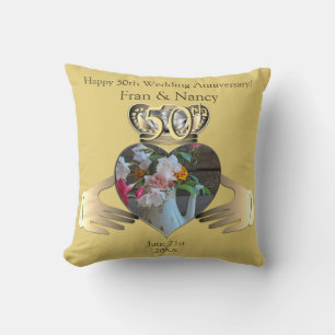 50th Wedding Anniversary Photo Claddaugh  Cushion