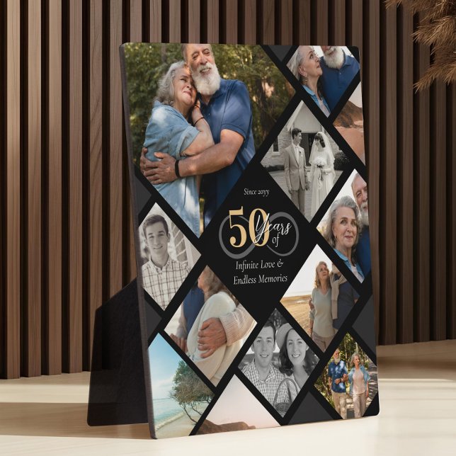 50th Wedding Anniversary Photo Collage Keepsake Plaque (50th Anniversary Infinity Love Photo Collage Gift Plaque)