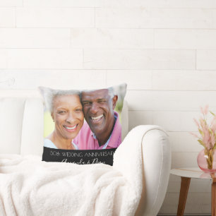 50th wedding anniversary photo elegant modern cushion