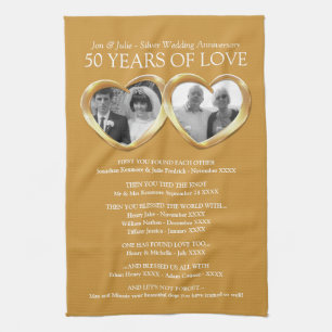 50th wedding anniversary photo family story photos tea towel