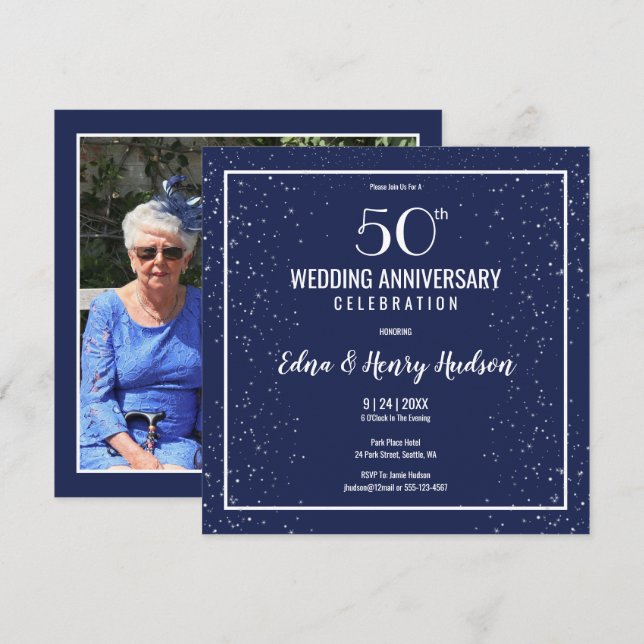 50th Wedding Anniversary Photo Invitation (Front/Back)