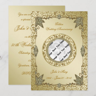 50th Wedding Anniversary Photo Invitation Card