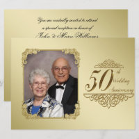 50th Wedding Anniversary Photo Invitation Card