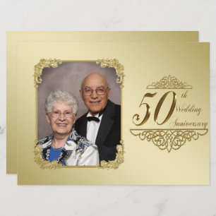 50th Wedding Anniversary Photo Invitation Card