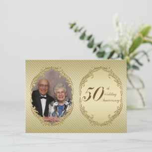 50th Wedding Anniversary Photo Invitation Card