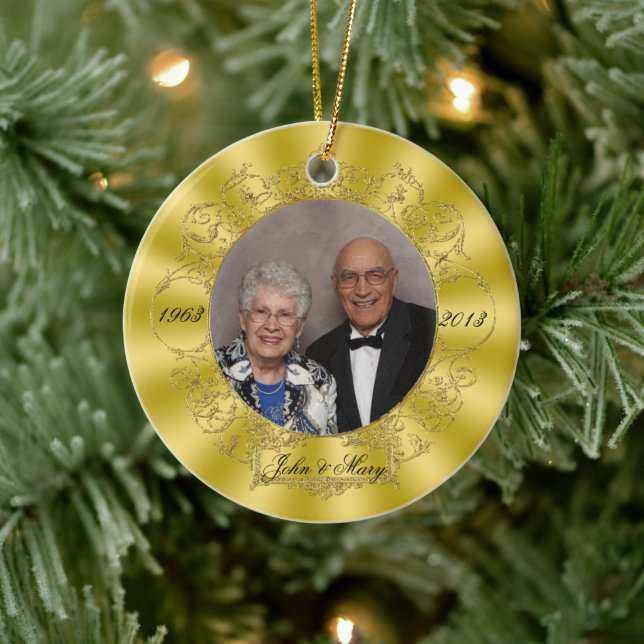 50th Wedding Anniversary Photo Ornament (Tree)