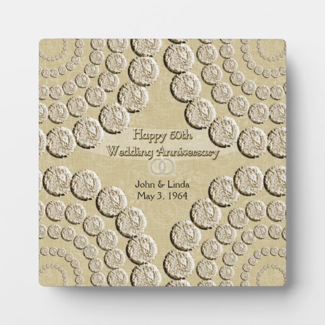 50th Wedding Anniversary Photo Plaque with Easel (Front)