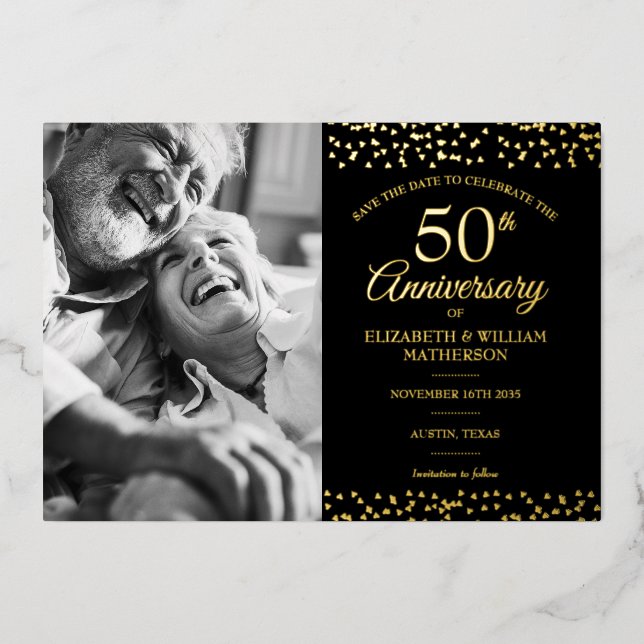 50th Wedding Anniversary Photo Save the Date (Front)