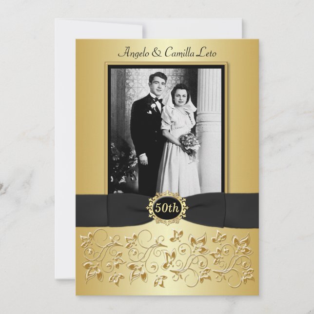 50th Wedding Anniversary Photo Template Invite (Front)