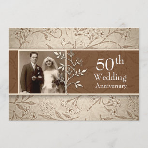 50th wedding anniversary photo vintage invitations
