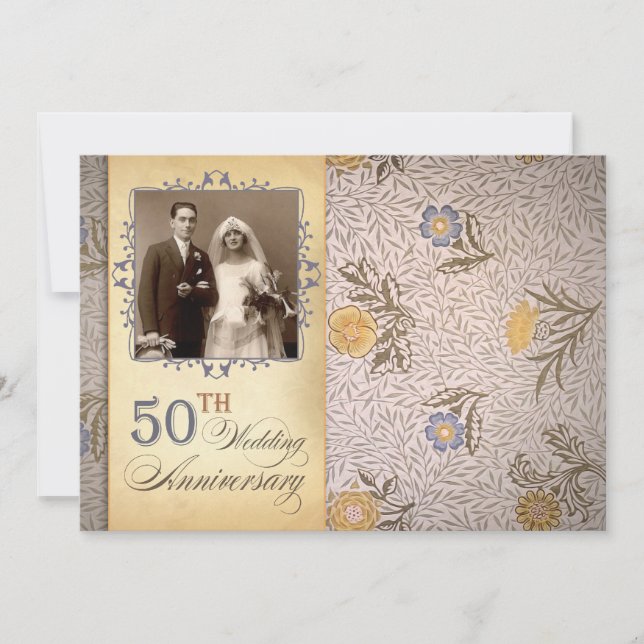 50th wedding anniversary photo vintage invites (Front)