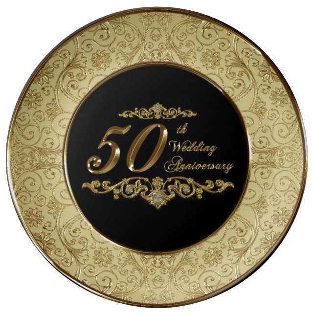 50th Wedding Anniversary Porcelain Plate (Front)