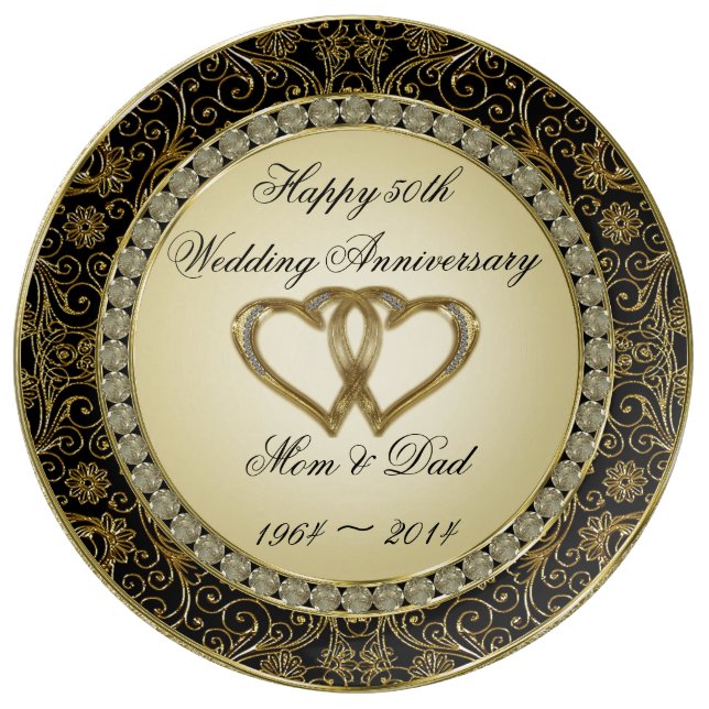 50th Wedding Anniversary Porcelain Plate (Front)