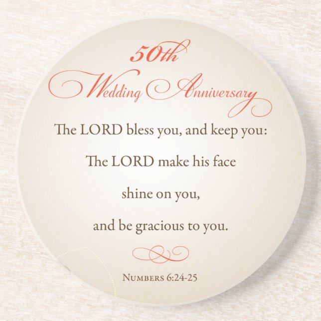 50th Wedding Anniversary, Religious Lord Bless Coaster (Front)