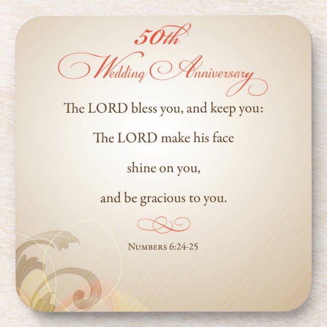 50th Wedding Anniversary, Religious Lord Bless Coaster (Front)