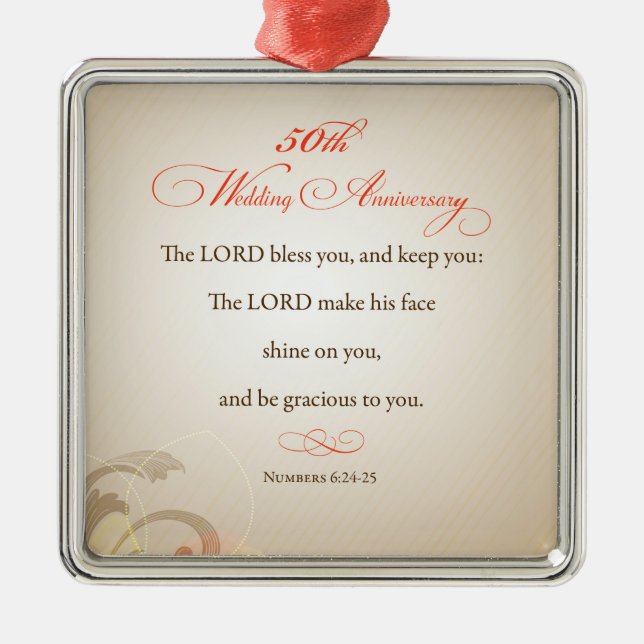 50th Wedding Anniversary, Religious Lord Bless Metal Tree Decoration (Front)