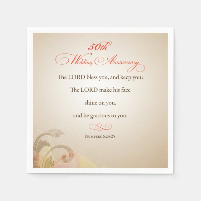 50th Wedding Anniversary, Religious Lord Bless Napkin (Front)