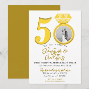 50th Wedding Anniversary Ring Photograph Invitation
