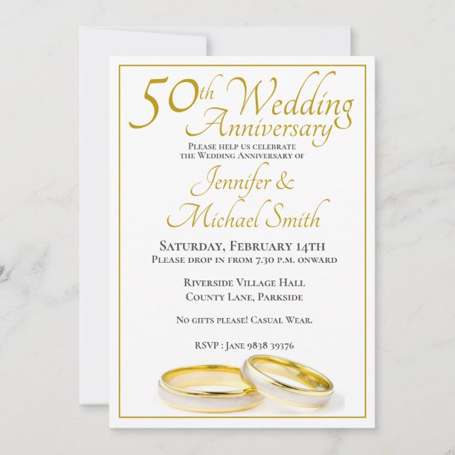 50th Wedding Anniversary Rings Invitation (Front)