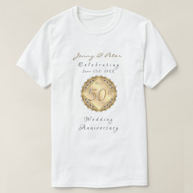 50th wedding Anniversary Rose Gold Colour T-Shirt (Design Front)