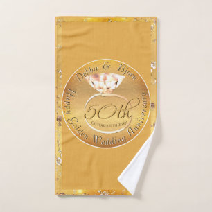 50th Wedding Anniversary Roses Gemstone Bath Towel Set