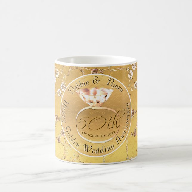 50th Wedding Anniversary Roses Pill Coffee Mug (Center)
