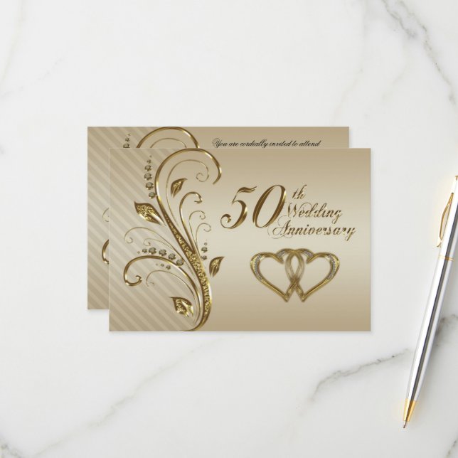 50th Wedding Anniversary RSVP Card (Front/Back In Situ)