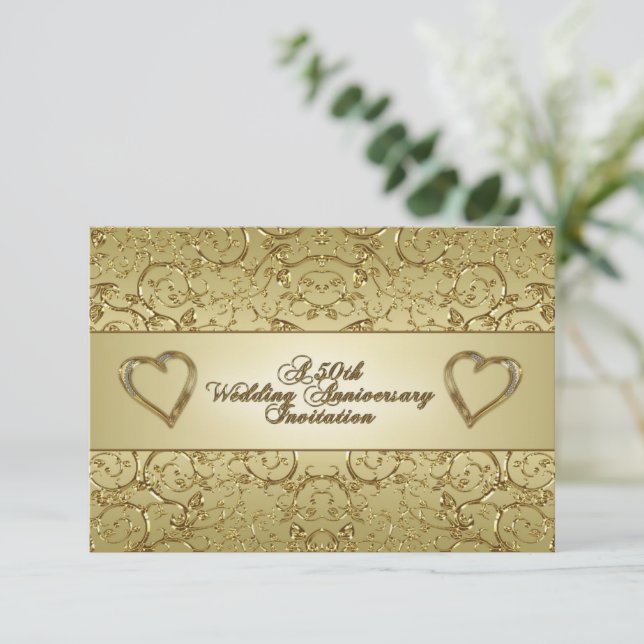 50th Wedding Anniversary RSVP Invitation Card (Standing Front)